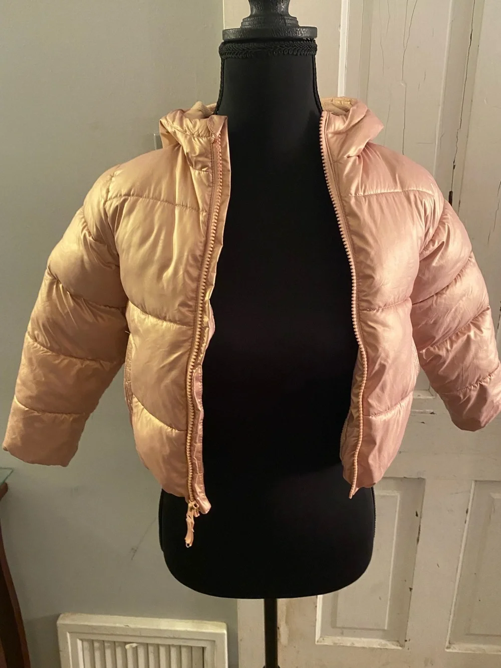 Swiss Tech Girls' Hooded Puffer Jacket - Rose Gold Shine